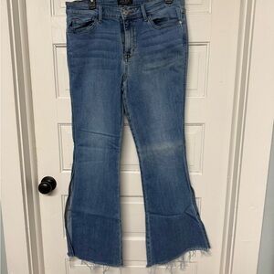 Judy Blue Light Blue Flare Jeans with Raw Hem